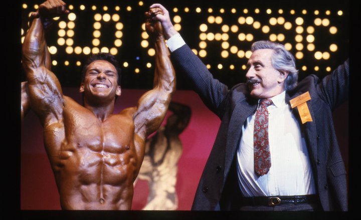 Rich Gaspari with Joe Weider after a great victory